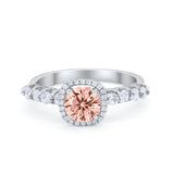 Art Deco Wedding Bridal Ring Round Cubic Zirconia Accent 925 Sterling Silver