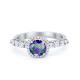 Art Deco Wedding Bridal Ring Round Cubic Zirconia Accent 925 Sterling Silver