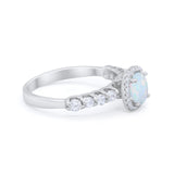 Art Deco Wedding Bridal Ring Round Cubic Zirconia Accent 925 Sterling Silver