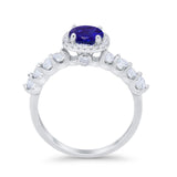 Art Deco Wedding Bridal Ring Round Cubic Zirconia Accent 925 Sterling Silver