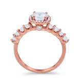 Art Deco Wedding Bridal Ring Round Cubic Zirconia Accent 925 Sterling Silver