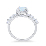 Art Deco Wedding Bridal Ring Round Cubic Zirconia Accent 925 Sterling Silver