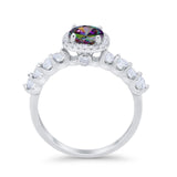 Art Deco Wedding Bridal Ring Round Cubic Zirconia Accent 925 Sterling Silver