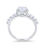 Art Deco Wedding Bridal Ring Round Cubic Zirconia Accent 925 Sterling Silver