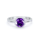 Halo Twisted Infinity Shank Wedding Bridal Ring Round Cubic Zirconia 925 Sterling Silver