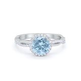 Halo Twisted Infinity Shank Wedding Bridal Ring Round Cubic Zirconia 925 Sterling Silver