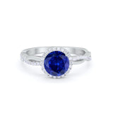 Halo Twisted Infinity Shank Wedding Bridal Ring Round Cubic Zirconia 925 Sterling Silver