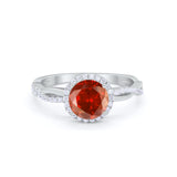 Halo Twisted Infinity Shank Wedding Bridal Ring Round Cubic Zirconia 925 Sterling Silver