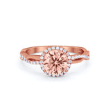 Halo Twisted Infinity Shank Wedding Bridal Ring Round Cubic Zirconia 925 Sterling Silver