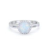 Halo Twisted Infinity Shank Wedding Bridal Ring Round Cubic Zirconia 925 Sterling Silver