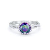 Halo Twisted Infinity Shank Wedding Bridal Ring Round Cubic Zirconia 925 Sterling Silver