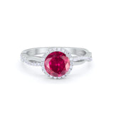 Halo Twisted Infinity Shank Wedding Bridal Ring Round Cubic Zirconia 925 Sterling Silver