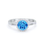 Halo Twisted Infinity Shank Wedding Bridal Ring Round Cubic Zirconia 925 Sterling Silver