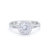 Halo Twisted Infinity Shank Wedding Bridal Ring Round Cubic Zirconia 925 Sterling Silver