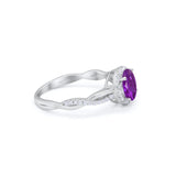 Halo Twisted Infinity Shank Wedding Bridal Ring Round Cubic Zirconia 925 Sterling Silver