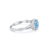 Halo Twisted Infinity Shank Wedding Bridal Ring Round Cubic Zirconia 925 Sterling Silver
