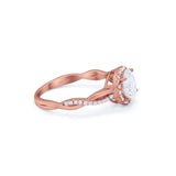Halo Twisted Infinity Shank Wedding Bridal Ring Round Cubic Zirconia 925 Sterling Silver