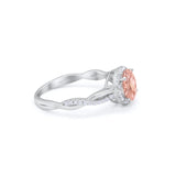 Halo Twisted Infinity Shank Wedding Bridal Ring Round Cubic Zirconia 925 Sterling Silver