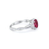 Halo Twisted Infinity Shank Wedding Bridal Ring Round Cubic Zirconia 925 Sterling Silver