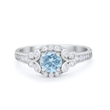Vintage Style Art Deco Wedding Bridal Ring Round Cubic Zirconia 925 Sterling Silver