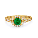 Vintage Style Art Deco Wedding Bridal Ring Round Cubic Zirconia 925 Sterling Silver