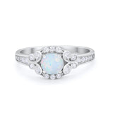 Vintage Style Art Deco Wedding Bridal Ring Round Cubic Zirconia 925 Sterling Silver