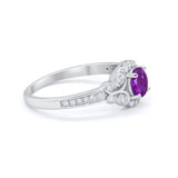 Vintage Style Art Deco Wedding Bridal Ring Round Cubic Zirconia 925 Sterling Silver