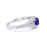 Vintage Style Art Deco Wedding Bridal Ring Round Cubic Zirconia 925 Sterling Silver