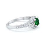 Vintage Style Art Deco Wedding Bridal Ring Round Cubic Zirconia 925 Sterling Silver