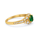Vintage Style Art Deco Wedding Bridal Ring Round Cubic Zirconia 925 Sterling Silver