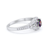 Vintage Style Art Deco Wedding Bridal Ring Round Cubic Zirconia 925 Sterling Silver