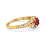 Vintage Style Art Deco Wedding Bridal Ring Round Cubic Zirconia 925 Sterling Silver