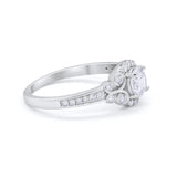Vintage Style Art Deco Wedding Bridal Ring Round Cubic Zirconia 925 Sterling Silver