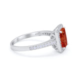 Art Deco Halo Wedding Bridal Ring Baguette Round Cubic Zirconia 925 Sterling Silver