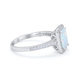 Art Deco Halo Wedding Bridal Ring Baguette Round Cubic Zirconia 925 Sterling Silver