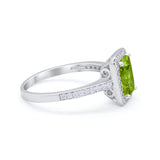 Art Deco Halo Wedding Bridal Ring Baguette Round Cubic Zirconia 925 Sterling Silver