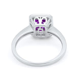 Art Deco Halo Wedding Bridal Ring Baguette Round Cubic Zirconia 925 Sterling Silver