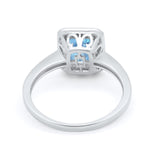 Art Deco Halo Wedding Bridal Ring Baguette Round Cubic Zirconia 925 Sterling Silver
