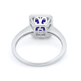Art Deco Halo Wedding Bridal Ring Baguette Round Cubic Zirconia 925 Sterling Silver