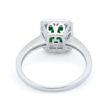 Art Deco Halo Wedding Bridal Ring Baguette Round Cubic Zirconia 925 Sterling Silver