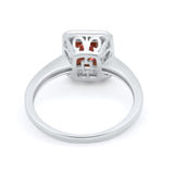 Art Deco Halo Wedding Bridal Ring Baguette Round Cubic Zirconia 925 Sterling Silver
