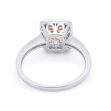 Art Deco Halo Wedding Bridal Ring Baguette Round Cubic Zirconia 925 Sterling Silver