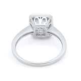 Art Deco Halo Wedding Bridal Ring Baguette Round Cubic Zirconia 925 Sterling Silver