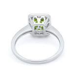 Art Deco Halo Wedding Bridal Ring Baguette Round Cubic Zirconia 925 Sterling Silver