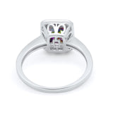 Art Deco Halo Wedding Bridal Ring Baguette Round Cubic Zirconia 925 Sterling Silver