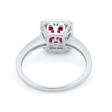 Art Deco Halo Wedding Bridal Ring Baguette Round Cubic Zirconia 925 Sterling Silver