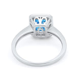 Art Deco Halo Wedding Bridal Ring Baguette Round Cubic Zirconia 925 Sterling Silver