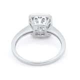 Art Deco Halo Wedding Bridal Ring Baguette Round Cubic Zirconia 925 Sterling Silver