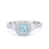 Art Deco Princess Cut Baguette Bridal Wedding Ring Round Cubic Zirconia 925 Sterling Silver