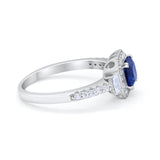 Art Deco Princess Cut Baguette Bridal Wedding Ring Round Cubic Zirconia 925 Sterling Silver